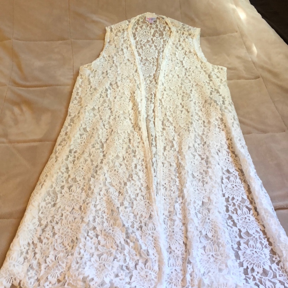 Worn Once, Bright White LuLaRoe Lace Joy